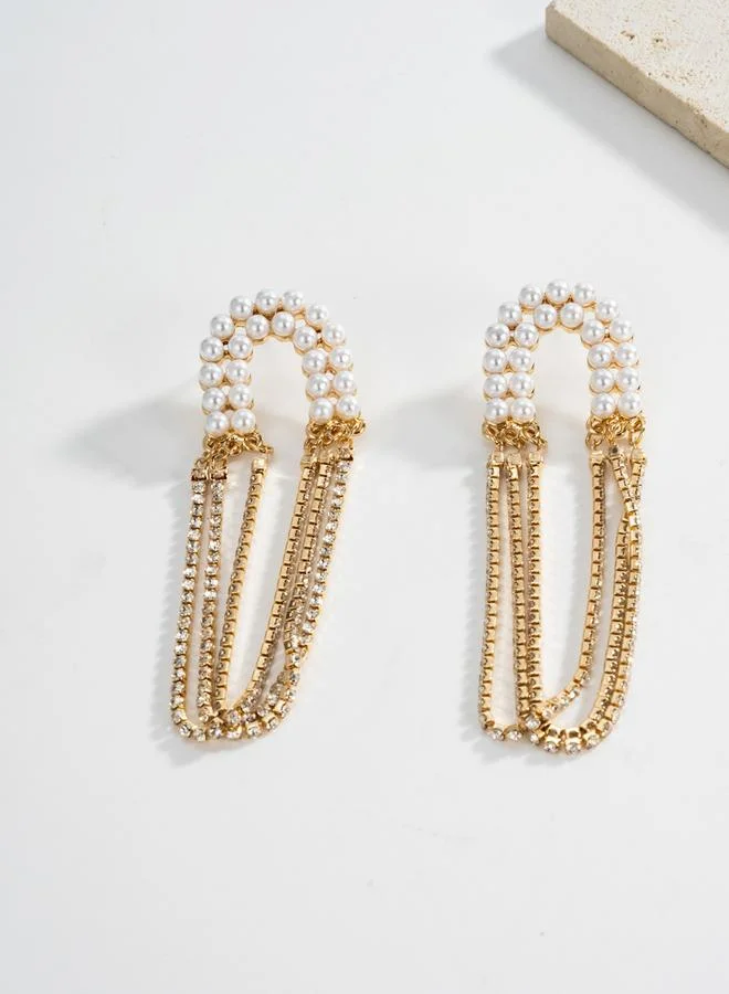 Take Two  Women Faux Pearl Tassel Chain Earrings for Women | Best Price UAE